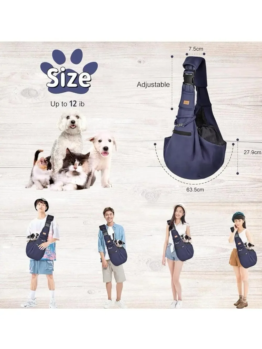 CUBY Dog and Cat Sling Carrier - Hands Free Reversible Pet Papoose Bag -